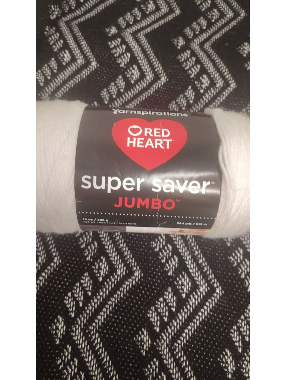 Red Heart Super Saver Jumbo Yarn White 744 Yards Medium 4 Acrylic New